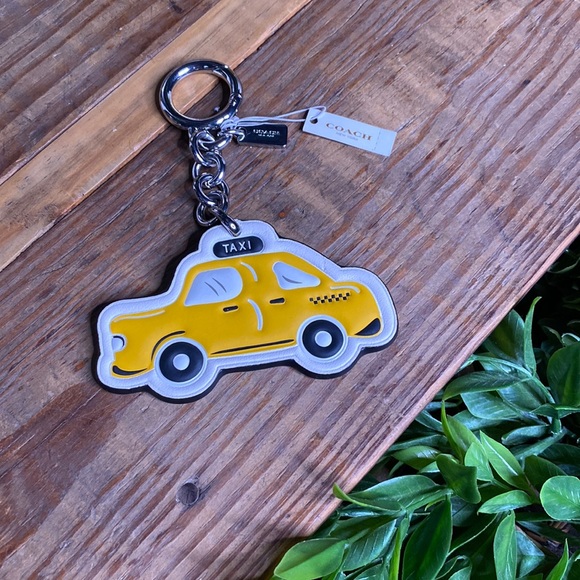 Coach NYC Yellow Checkered Taxi Cab Leather Key Fob Bag Charm Keychain🚕 - Picture 1 of 15